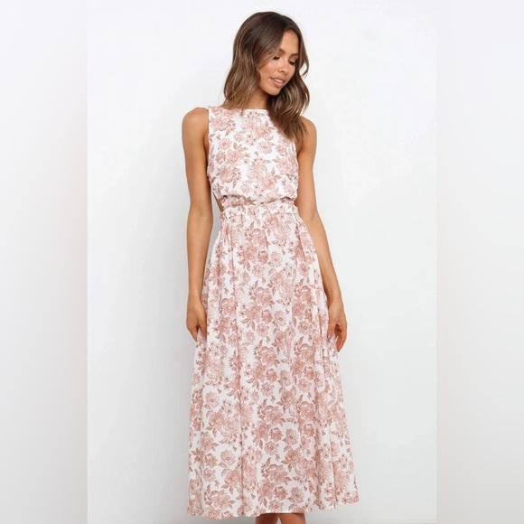 Petal & Pup Dresses & Skirts - Petal & Pup Esther Midi Dress (Tan Floral)